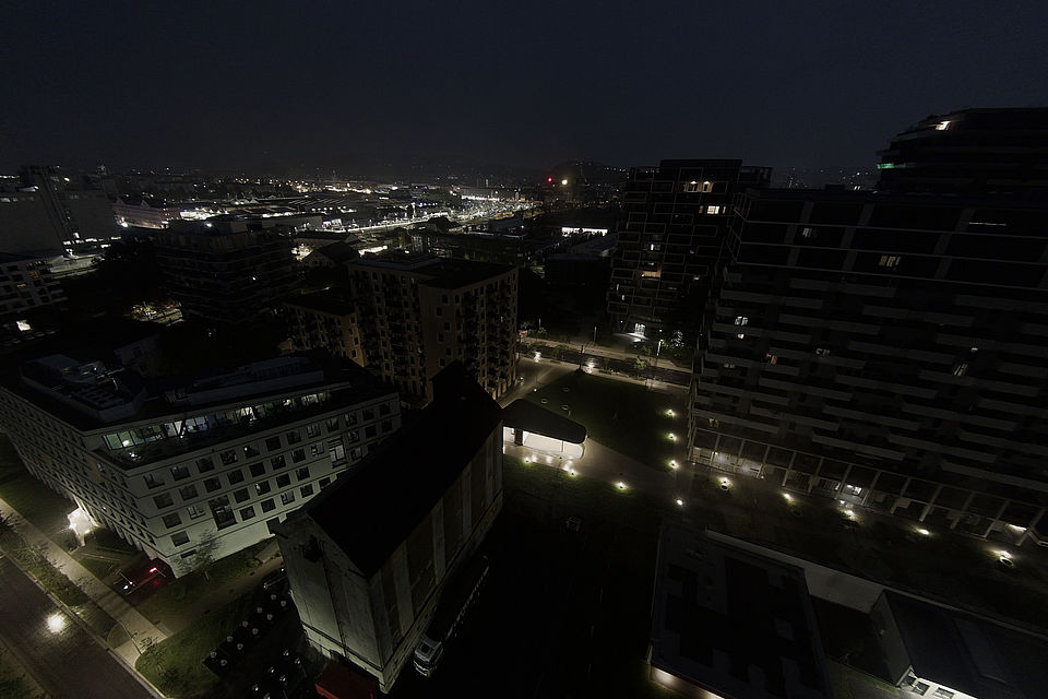 Livebild Baukamera 1 - Webcam 'Gesamtpanorama Nordost' - Baustelle Stadtteilquartier Graz-Reininghaus (ca. 5 Minuteninterval)